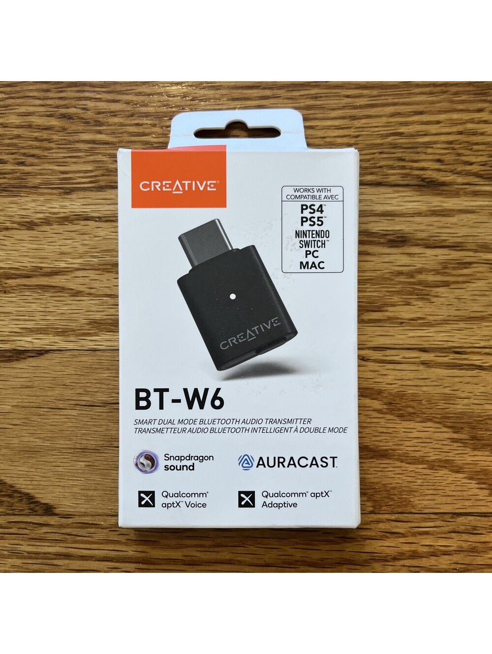 Creative BT-W6 Smart Bluetooth 5.4 Audio Transmitter | aptX Lossless | Auracast